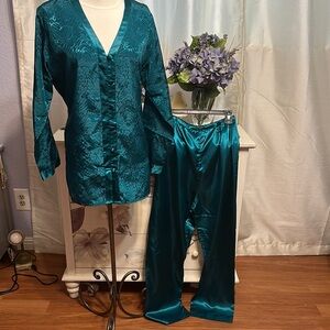 Teal Satin Sleepwear Set
